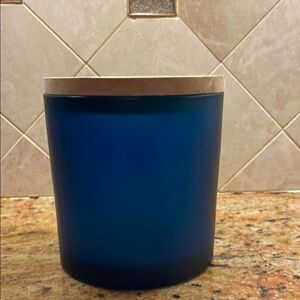 Blue Glass Candle Holder lid deer